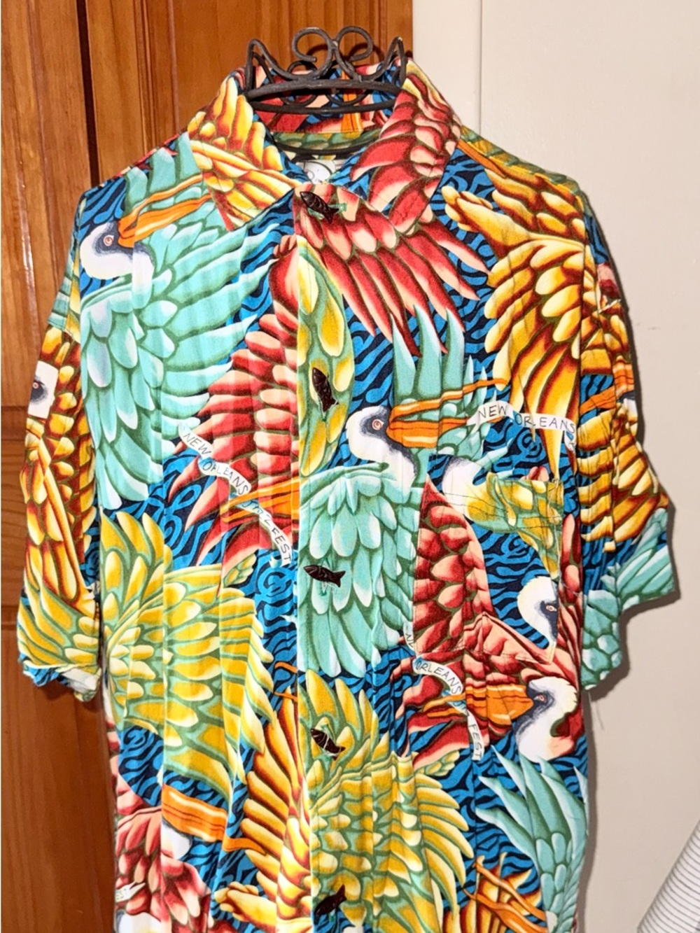 Tropical Pelican Print Casual Button-Down Shirt - Multicolor